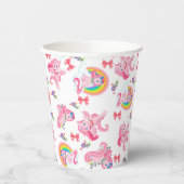 ピンクガーリーマジカルユニコーンレインボー紙カップ 紙コップ (左)
