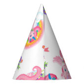 ピンクガーリーマジカルユニコーンレインボー紙パーティー帽子 パーティーハット (裏面)