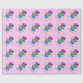 ピンクガーリーマフランスのカロンカスタム誕生日 ラッピングペーパー (フラット)