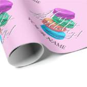 ピンクガーリーマフランスのカロンカスタム誕生日 ラッピングペーパー (ロールコーナー)