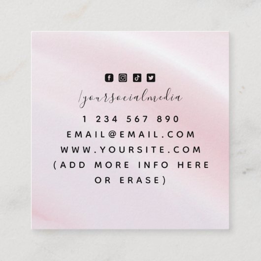 ピンクガーリーミスティック魔法アイエナジーヒーリングスパークリー スクエア名刺 (裏面)