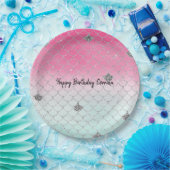 ピンクガーリーミントシルバーグリッター人魚 ペーパープレート (パーティー)