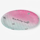 ピンクガーリーミントシルバーグリッター人魚 ペーパープレート (アングル)