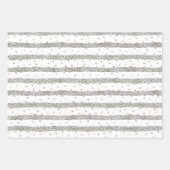 ピンクガーリーミントシルバースパークリー紙吹雪ストライプ ラッピングペーパーシート (正面2)