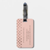 ピンクガーリーメタリック銅ハートスクリプトモノグラム ラゲッジタグ (裏面縦)