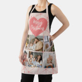 ピンクガーリーメリークリスマスファミリーフォトコラージュ エプロン (インサイチュ)