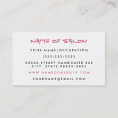 ピンクガーリーモダンの口紅メイクアップアーティスト 名刺 (裏面)