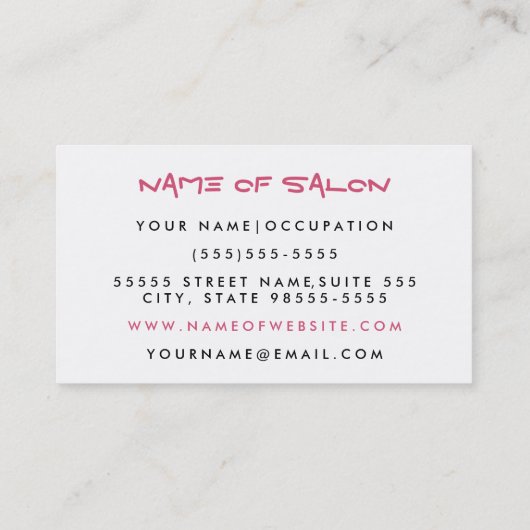 ピンクガーリーモダンの口紅メイクアップアーティスト 名刺 (裏面)