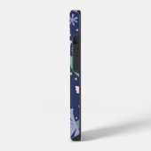 ピンクガーリーモダンの花iPhoneケースNavy blue iPhoneケース (左側面)