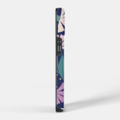 ピンクガーリーモダンの花iPhoneケースNavy blue iPhoneケース (右側面)