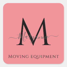 ピンクガーリーモノグラパーソナライズされたム封筒用シール スクエアシール