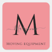 ピンクガーリーモノグラパーソナライズされたム封筒用シール スクエアシール (正面)