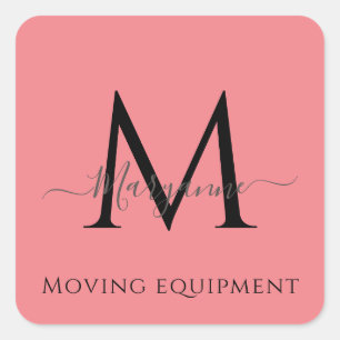 ピンクガーリーモノグラパーソナライズされたム封筒用シール スクエアシール