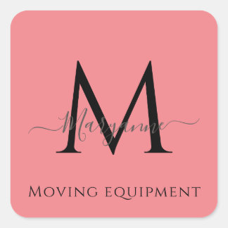 ピンクガーリーモノグラパーソナライズされたム封筒用シール スクエアシール