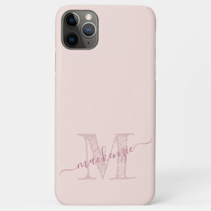 ピンクガーリーモノグラムアートスケッチイニシャル iPhone 11 PRO MAXケース