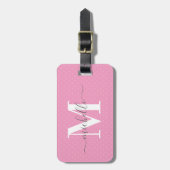 ピンクガーリーモノグラム名 ラゲッジタグ (正面縦)