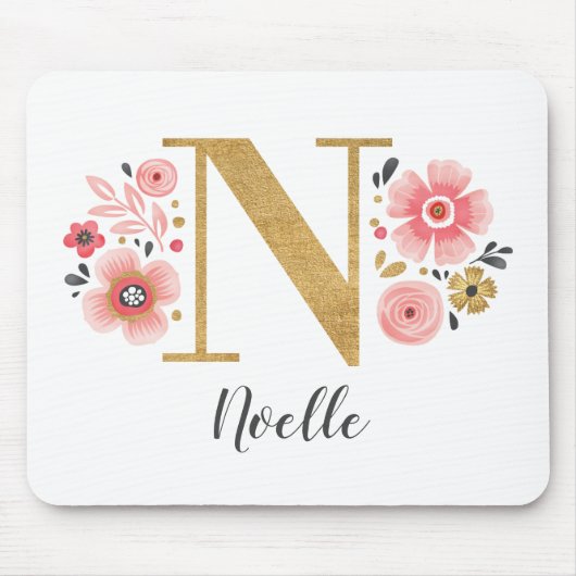 ピンクガーリーモノグラム マウスパッド (正面)