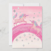ピンクガーリーユニコーンレインボーウォーター誕生日 招待状 (裏面)
