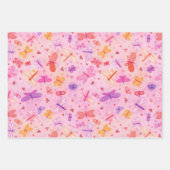 ピンクガーリーラッピング紙フラットシートセット3 ラッピングペーパーシート (正面)