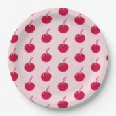 ピンクガーリーレッドさくらんぼ誕生日 ペーパープレート (正面)