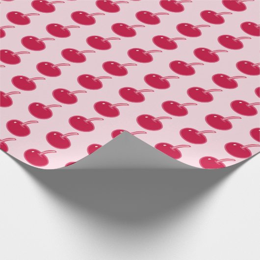 ピンクガーリーレッドさくらんぼ誕生日 ラッピングペーパー (角)