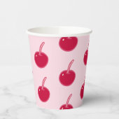 ピンクガーリーレッドさくらんぼ誕生日 紙コップ (左)