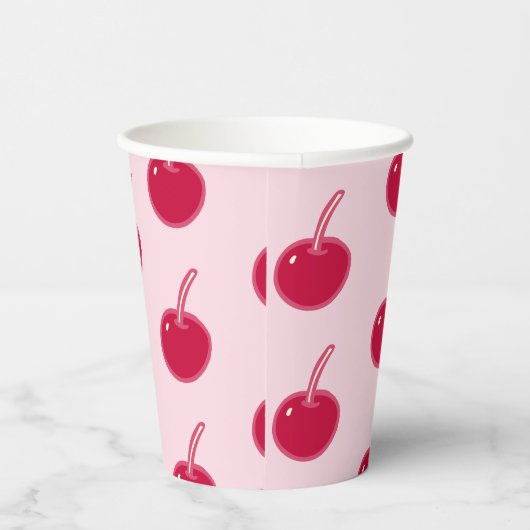 ピンクガーリーレッドさくらんぼ誕生日 紙コップ (右)