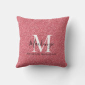 ピンクガーリーレッドグリッターモノグラム名 クッション (裏面)