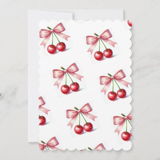 ピンクガーリーレッドコケットさくらんぼ第1誕生日 招待状 (裏面)