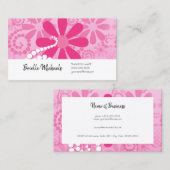 ピンクガーリーレトロデイジー花可愛い花柄 名刺 (正面/裏面)