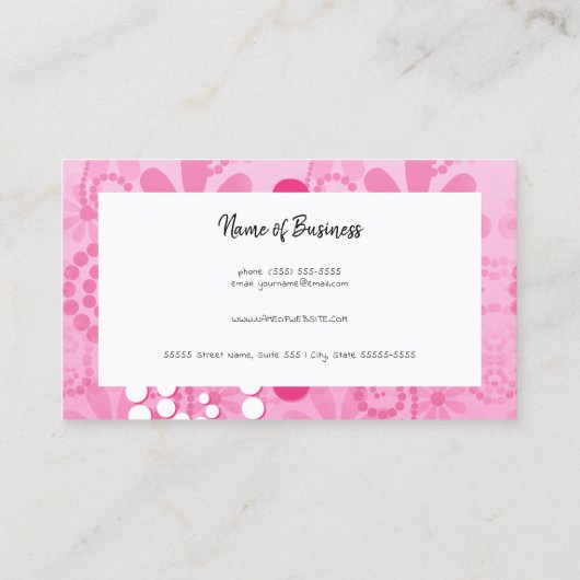 ピンクガーリーレトロデイジー花可愛い花柄 名刺 (裏面)