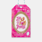 ピンクガーリーレトロドールレッツゴーデーパーティー誕生日 ギフトタグ (正面)