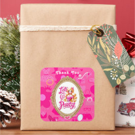 ピンクガーリーレトロドールレッツゴーデーパーティー誕生日 スクエアシール