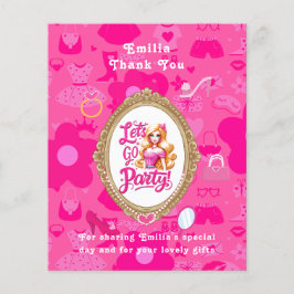 ピンクガーリーレトロドールレッツゴーデーパーティー誕生日 チラシ