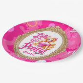 ピンクガーリーレトロドールレッツゴーデーパーティー誕生日 ペーパープレート (アングル)