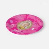 ピンクガーリーレトロドールレッツゴーデーパーティー誕生日 ペーパープレート (アングル)