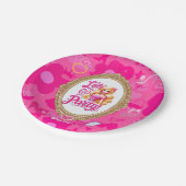 ピンクガーリーレトロドールレッツゴーデーパーティー誕生日 ペーパープレート (アングル)