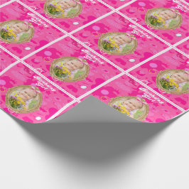 ピンクガーリーレトロドールレッツゴーデーパーティー誕生日 ラッピングペーパー