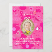 ピンクガーリーレトロドールレッツゴーデーパーティー誕生日 招待状 (正面)