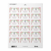 ピンクガーリーローズエレファント差出人住所 ラベル (フルシート)