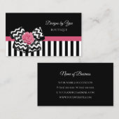 ピンクガーリーローズキュートシェブロンボーブティック 名刺 (正面/裏面)