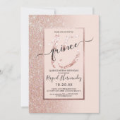 ピンクガーリーローズ金ゴールドグリッターグラデーションキンセアニェラ 招待状 (正面)