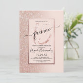 ピンクガーリーローズ金ゴールドグリッターグラデーションキンセアニェラ 招待状 (スタンド正面)