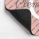 ピンクガーリーローズ金ゴールドグリッターストライプモノグラム マウスパッド (コーナー)