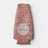 ピンクガーリーローズ金ゴールドグリッターモノグラムパーソナライズされた ボトルクーラー (正面)