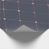 ピンクガーリーローズ金ゴールドダイヤモンドネイビーブルージオメトリック ラッピングペーパー (角)