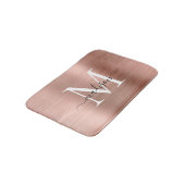 ピンクガーリーローズ金ゴールドモノグラムスクリプトブラッシュメタル バスマット (アングル)