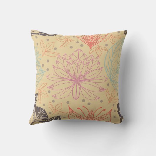 ピンクガーリーロータスフラワートレンディーデザイン クッション (裏面)