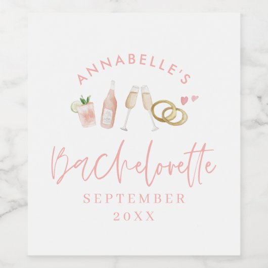 ピンクガーリーワモダンきらめくインバチェロレッテスタイル ワインラベル (シングルラベル)