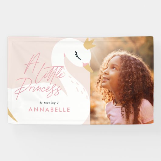 ピンクガーリー写真の美しいスワンパーティー 横断幕 (横)